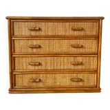 Vintage woven rattan chest of drawers