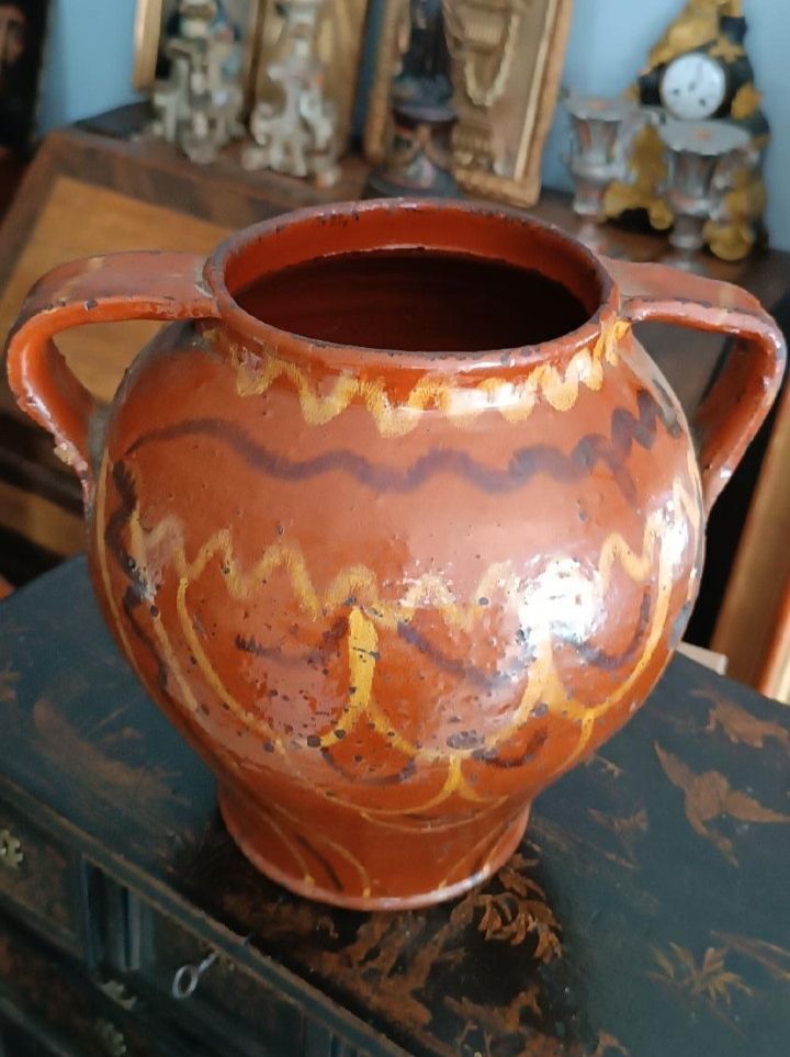 Vase en majolique émaillé antique Orciolo, Italie centrale, 19e siècle