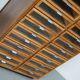 Vintage Dutch oak haberdashery shop cabinet, 1950s