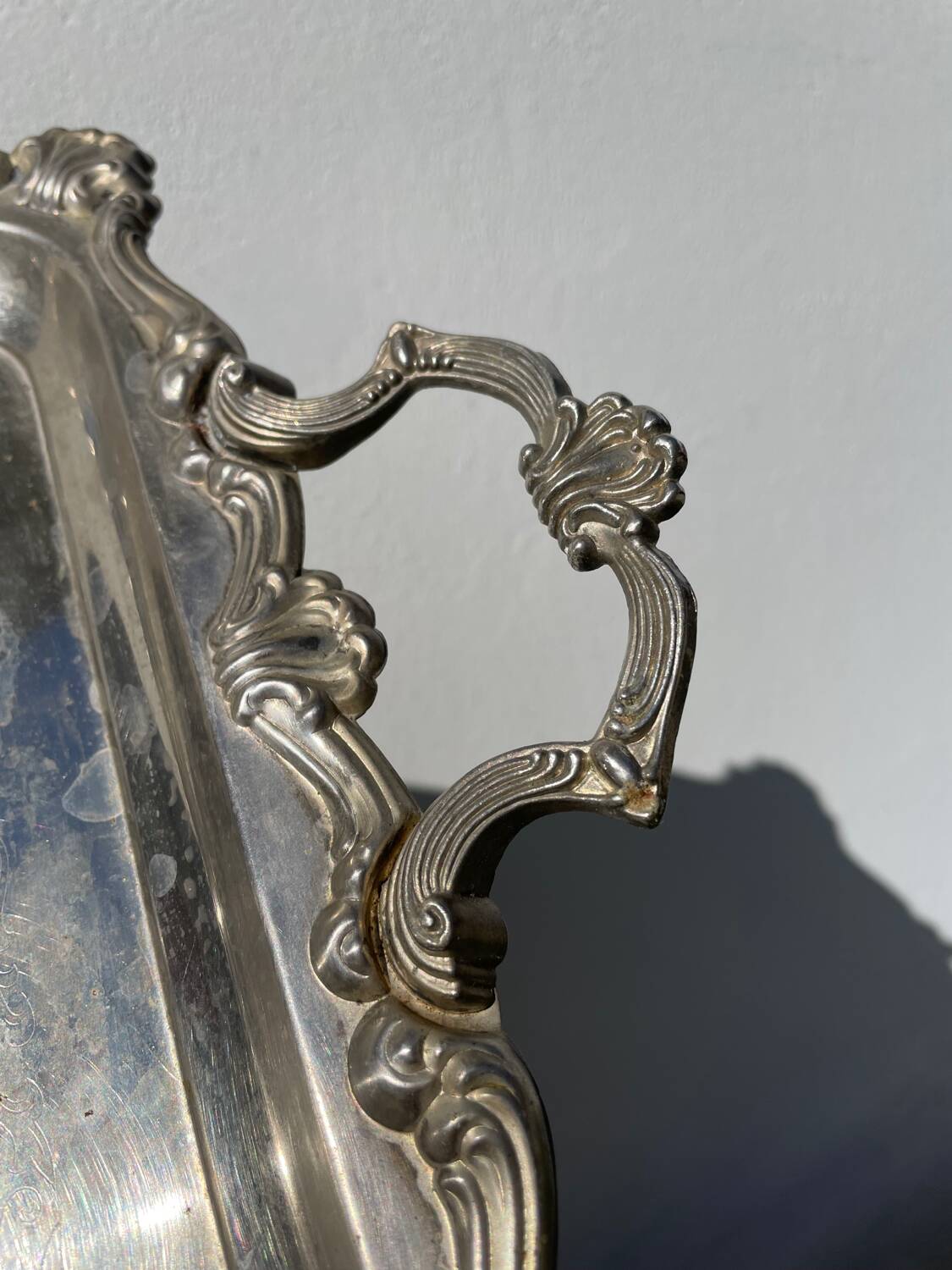 Silver metal rectangular butler tray
