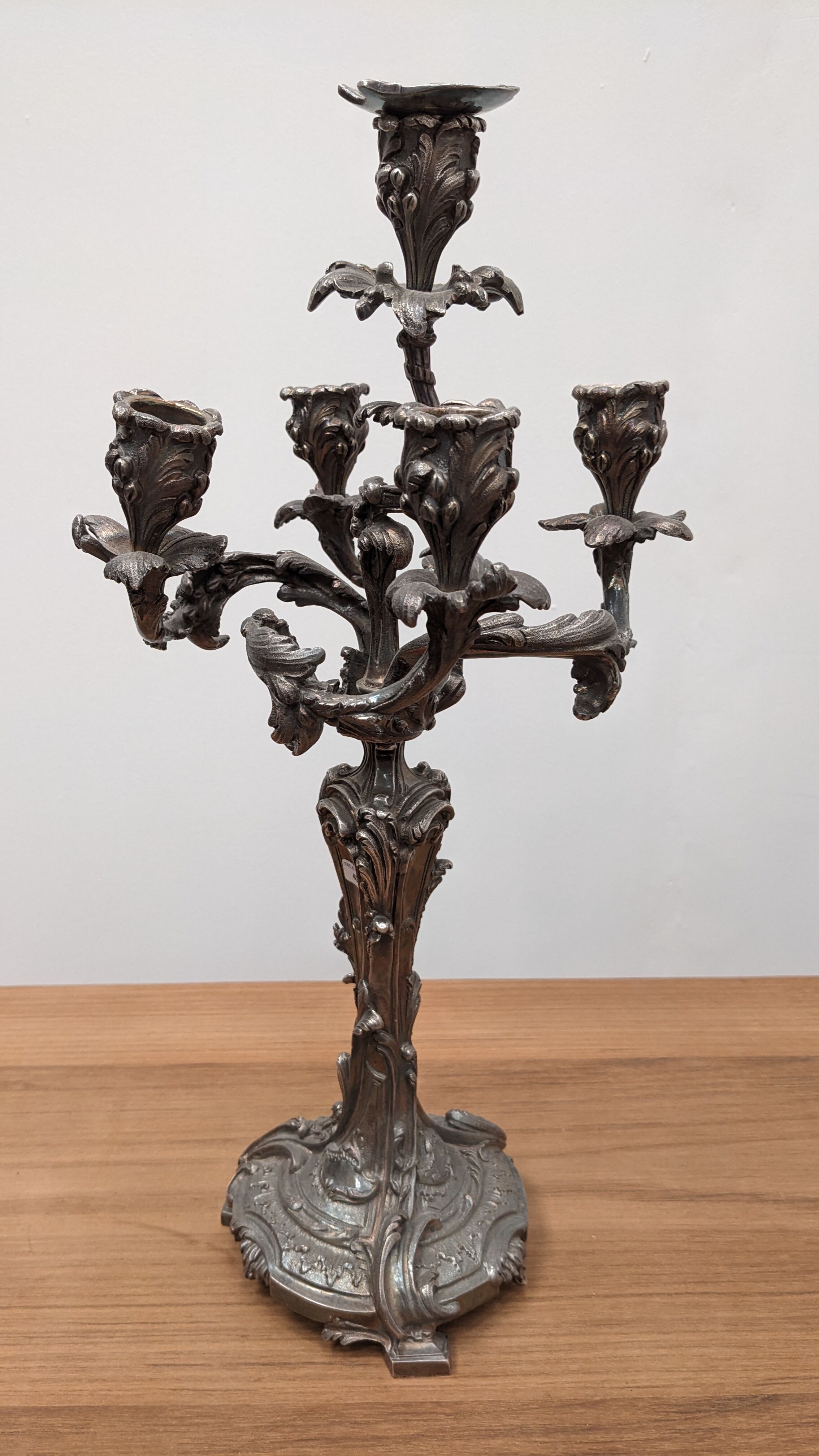 Silver metal candlesticks.