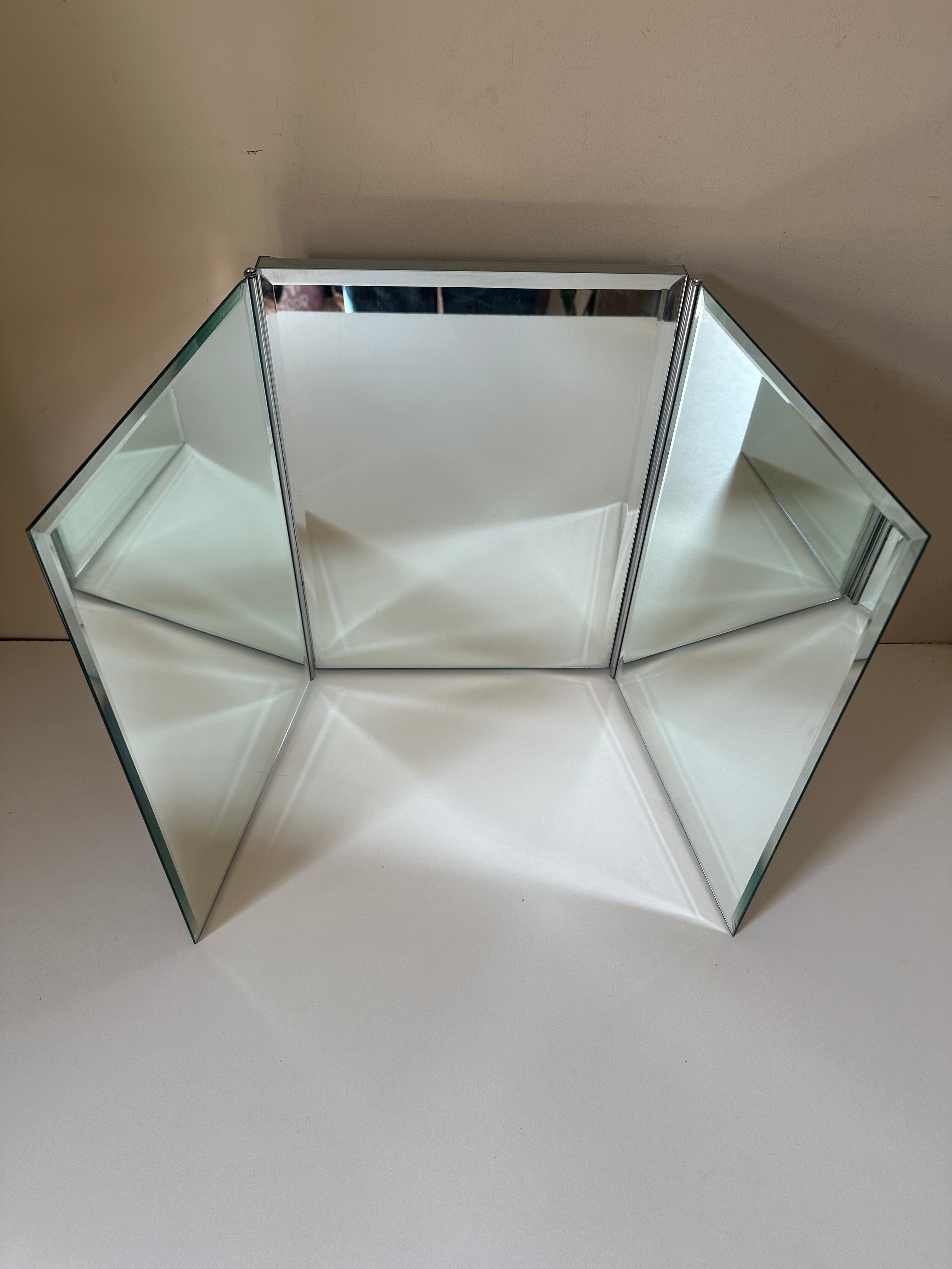 Modernist triptych mirror vintage design 70s