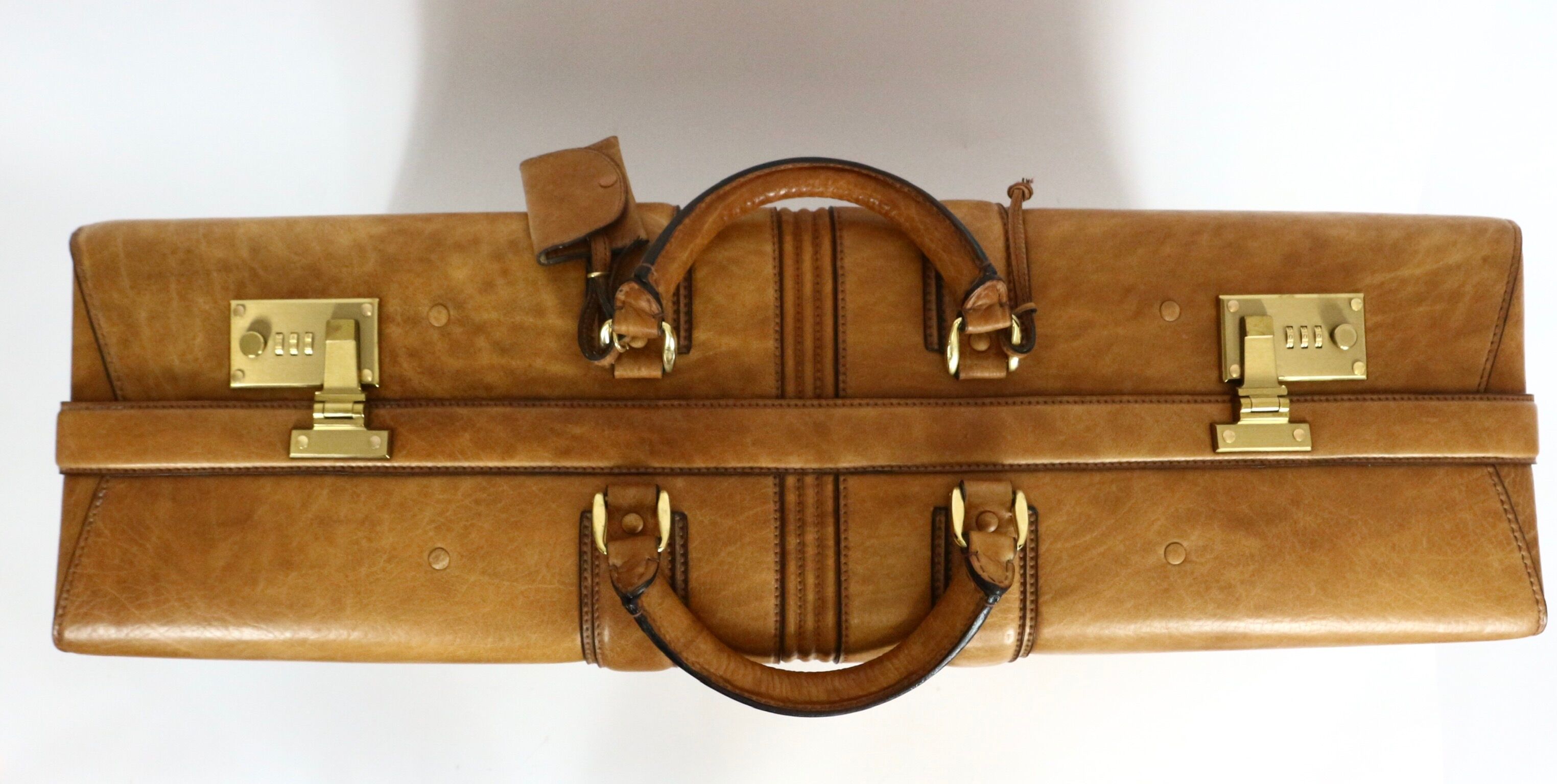 Set three vintage leather suitcases