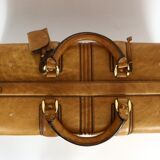 Set three vintage leather suitcases