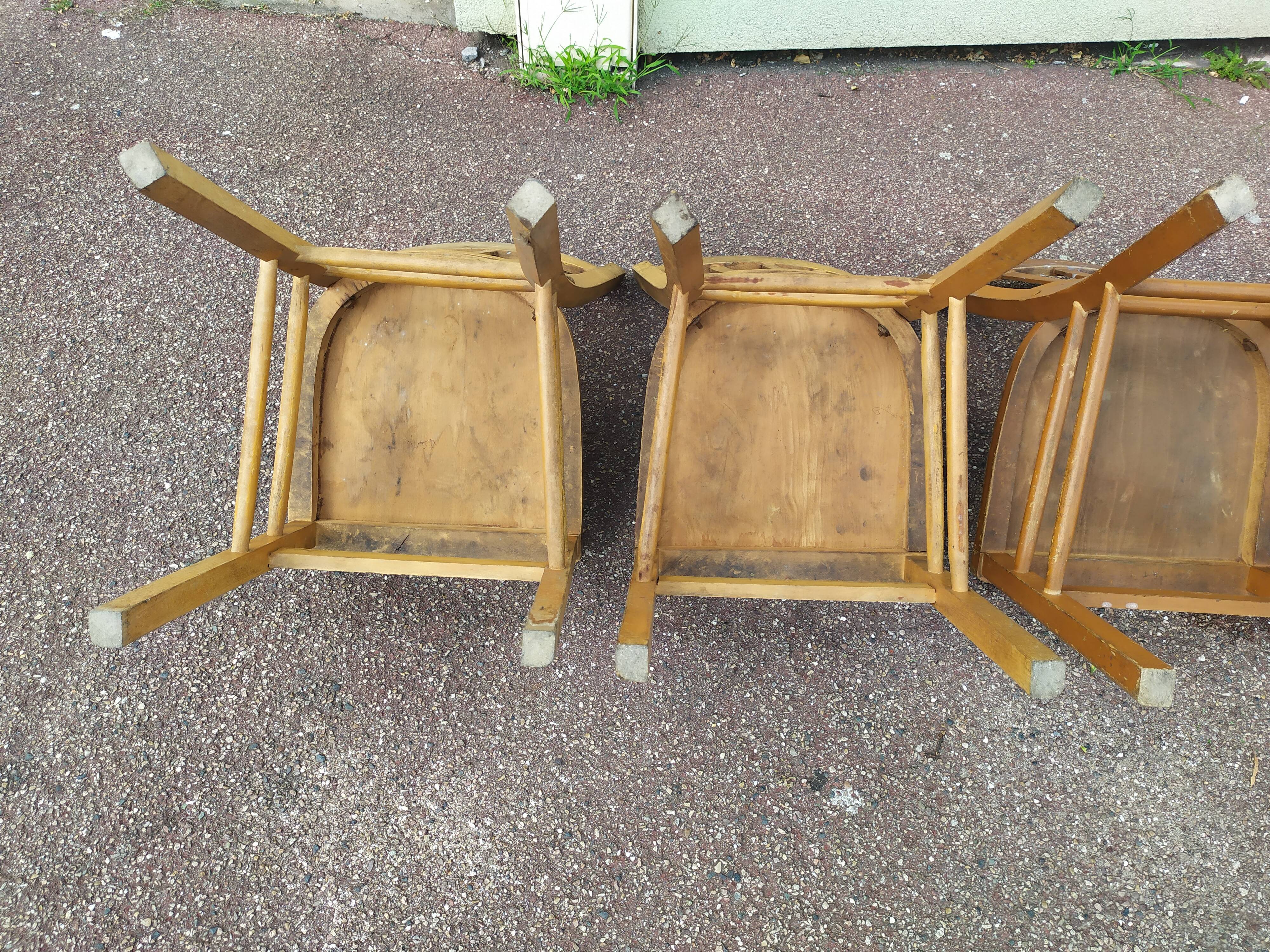 Set of 4 wooden chair bistrot farm