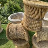4 tabourets corde et rotin