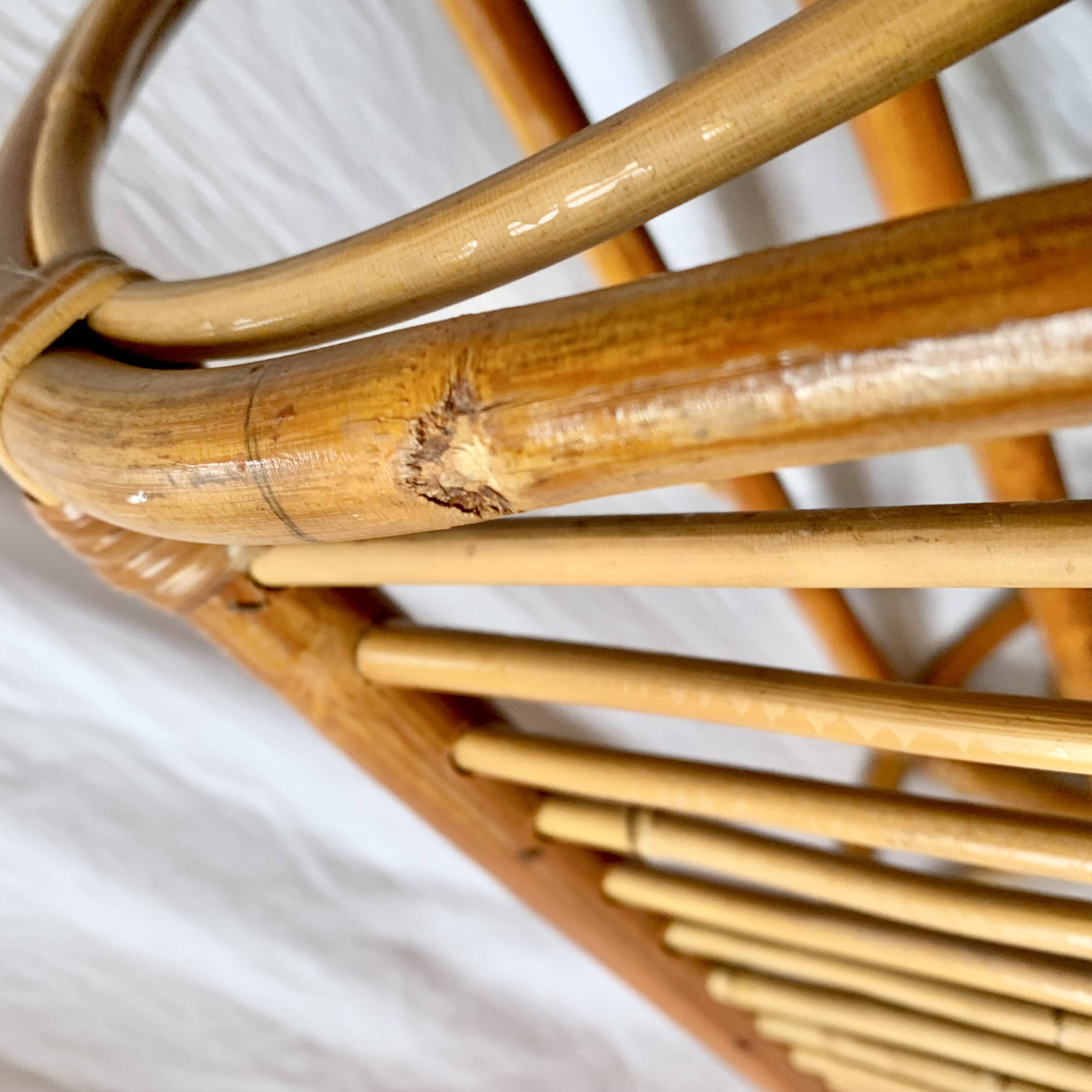 Vintage bamboo and rattan magazine rack