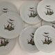 8 Bernardaud and Co. dessert plates signed Elbé, Limoges porcelain, decorated with birds