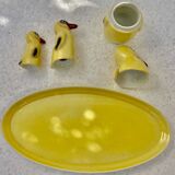 Salière poivrier moutardier Set service à condiments ,porcelaine Pfeffer Gotha - pingouins