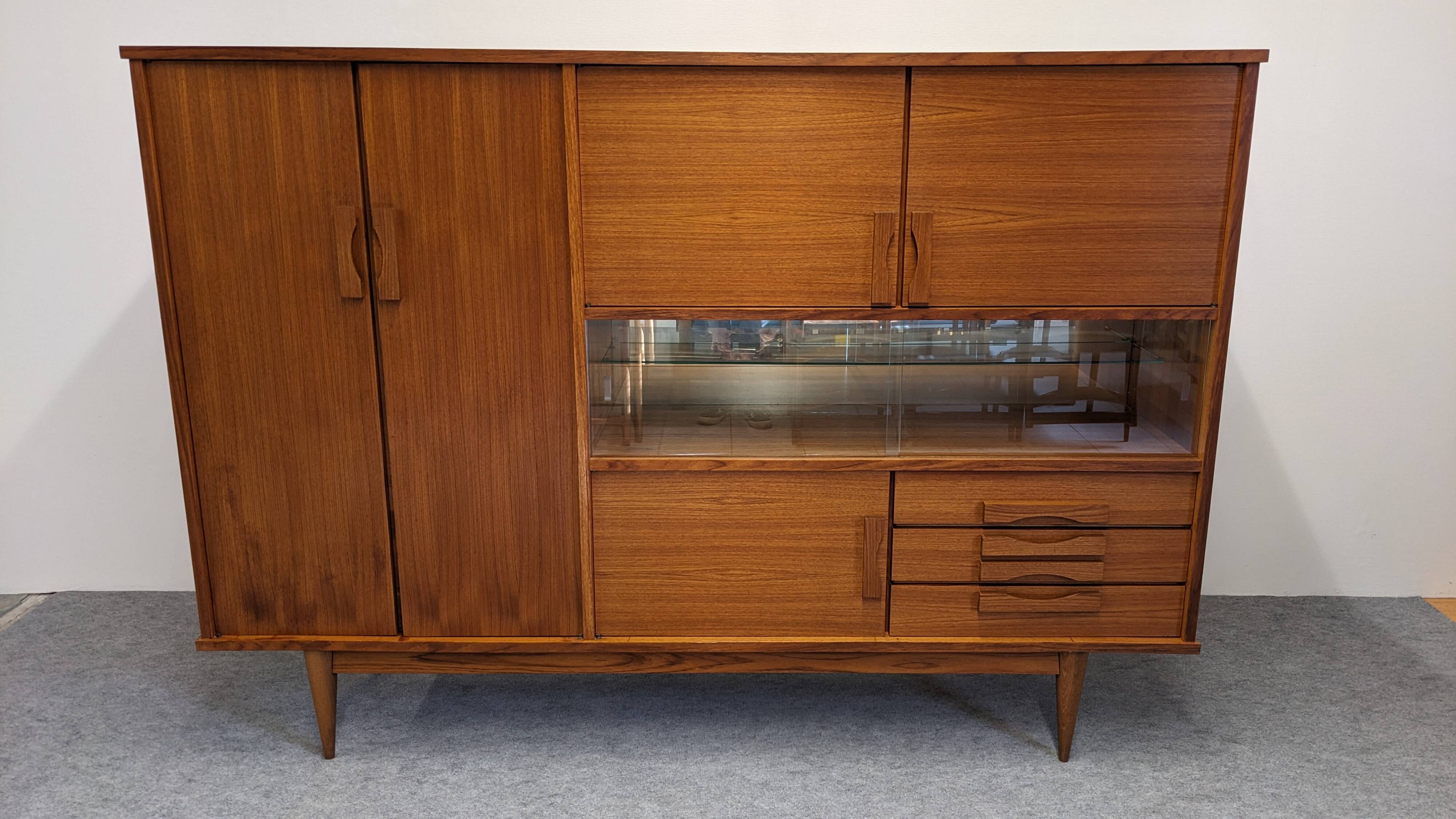 Buffet or high modernist sideboard in teak, France circa 1960.