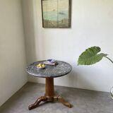 Empire walnut and marble pedestal table, late 19th century