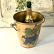 French vintage cloisonne champagne bucket with grape and vine design