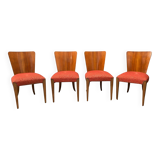 Set of Four H-214 Chairs by Jindřich Halabala, Walnut, 1950s
