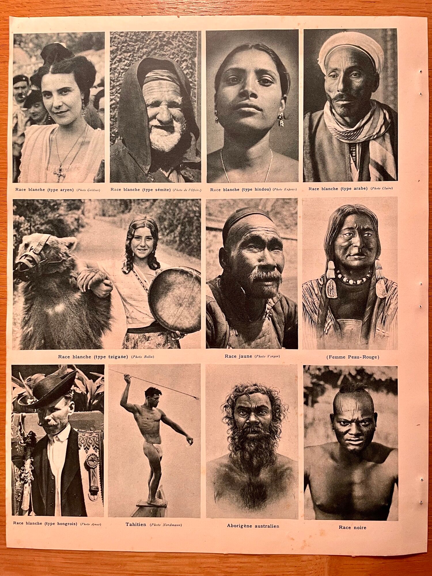 Map and photographic plate on human races from 1951