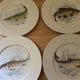 6 fish plates made of Bavarian porcelain