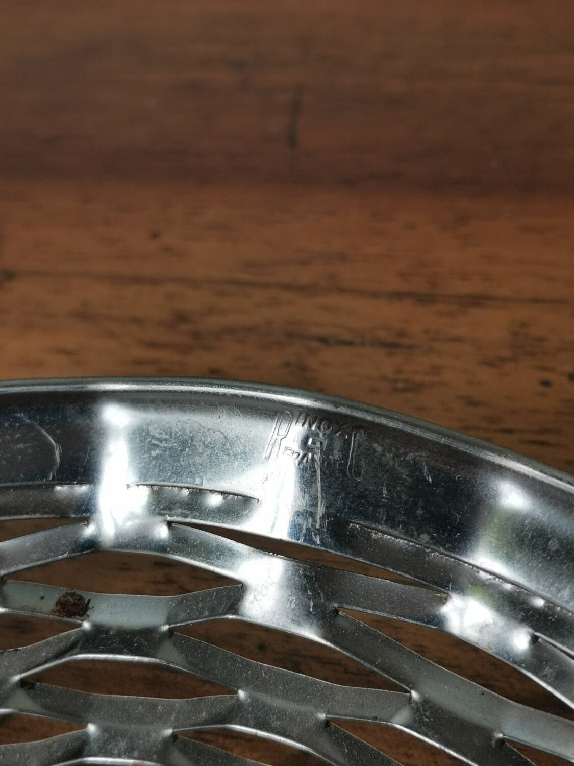 Vintage stainless steel bread basket expanded metal France