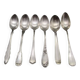 Set of 6 small mismatched old silver metal spoons for a chic table