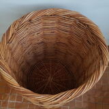 Large basket in vintage rattan 50s