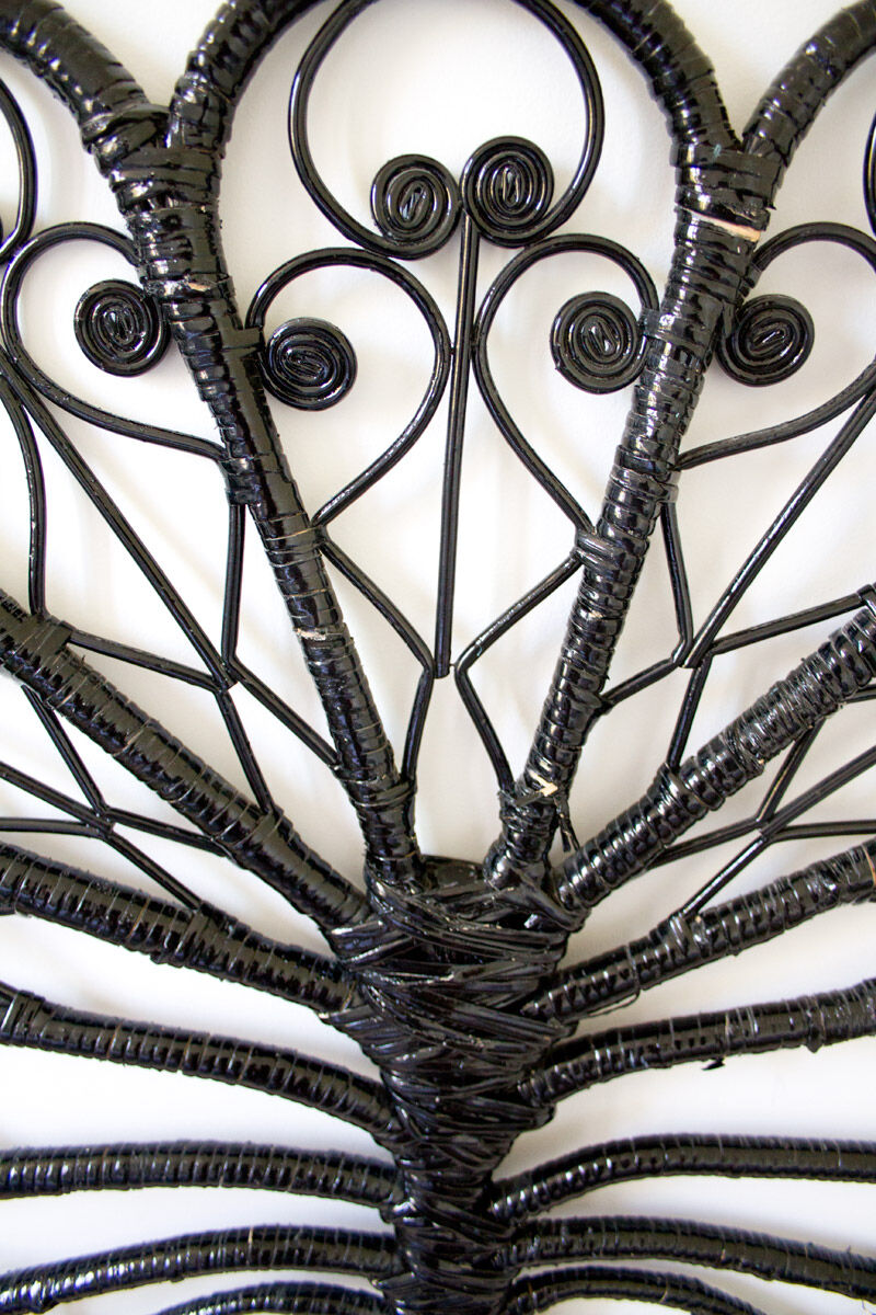 Black peacock rattan headboard