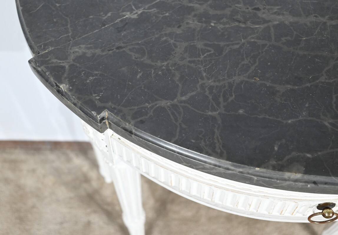 Half-Moon Console in Rechampi Wood, Louis XVI style – Early 19th century