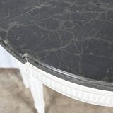 Console demi-lune en bois rechampi, style Louis XVI, début XIXème