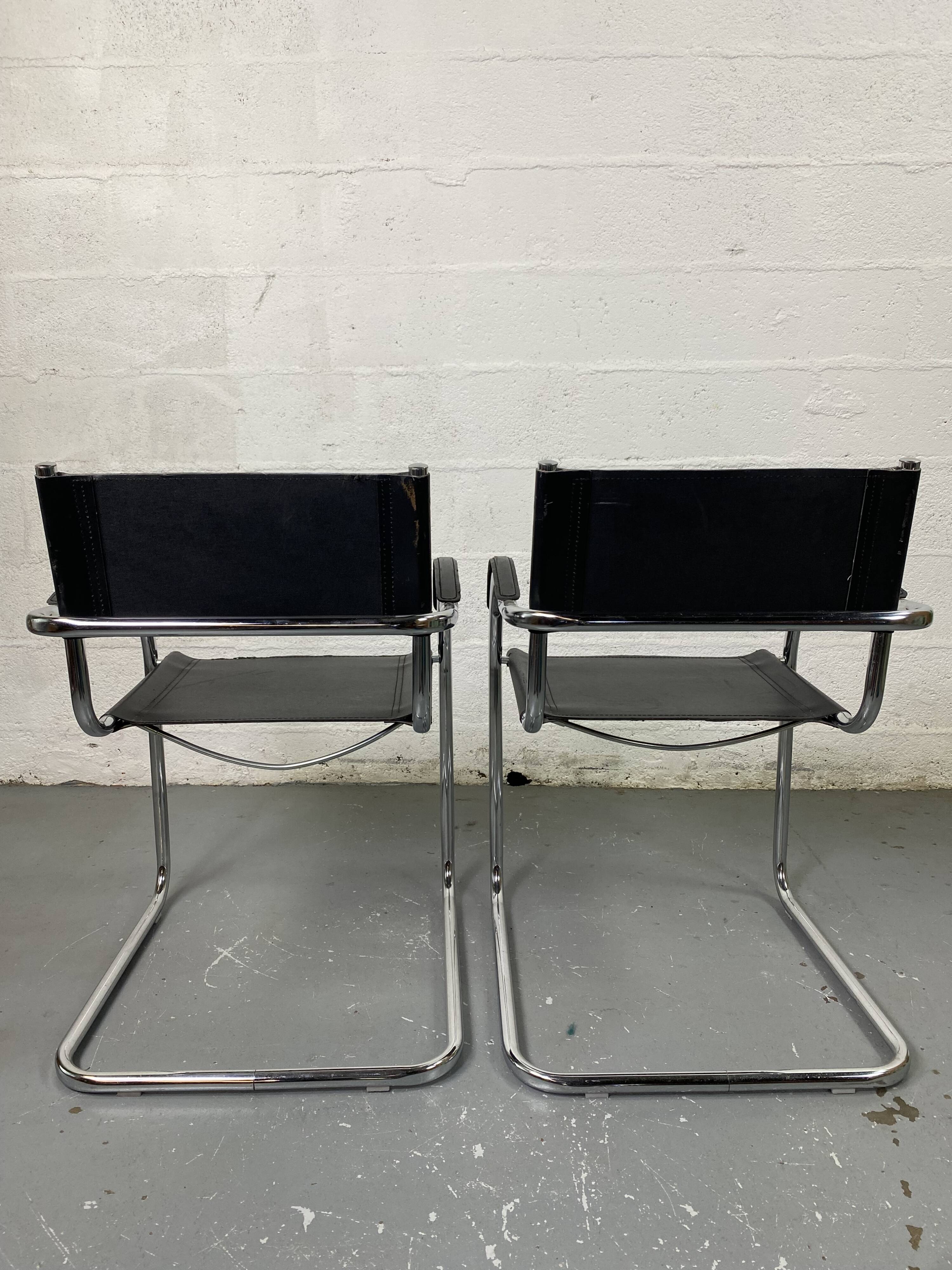 Paire de Fauteuils Design en simili cuir et Aluminium