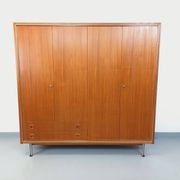 Vintage Scandinavian modernist wardrobe in teak and metal from the 1960s.