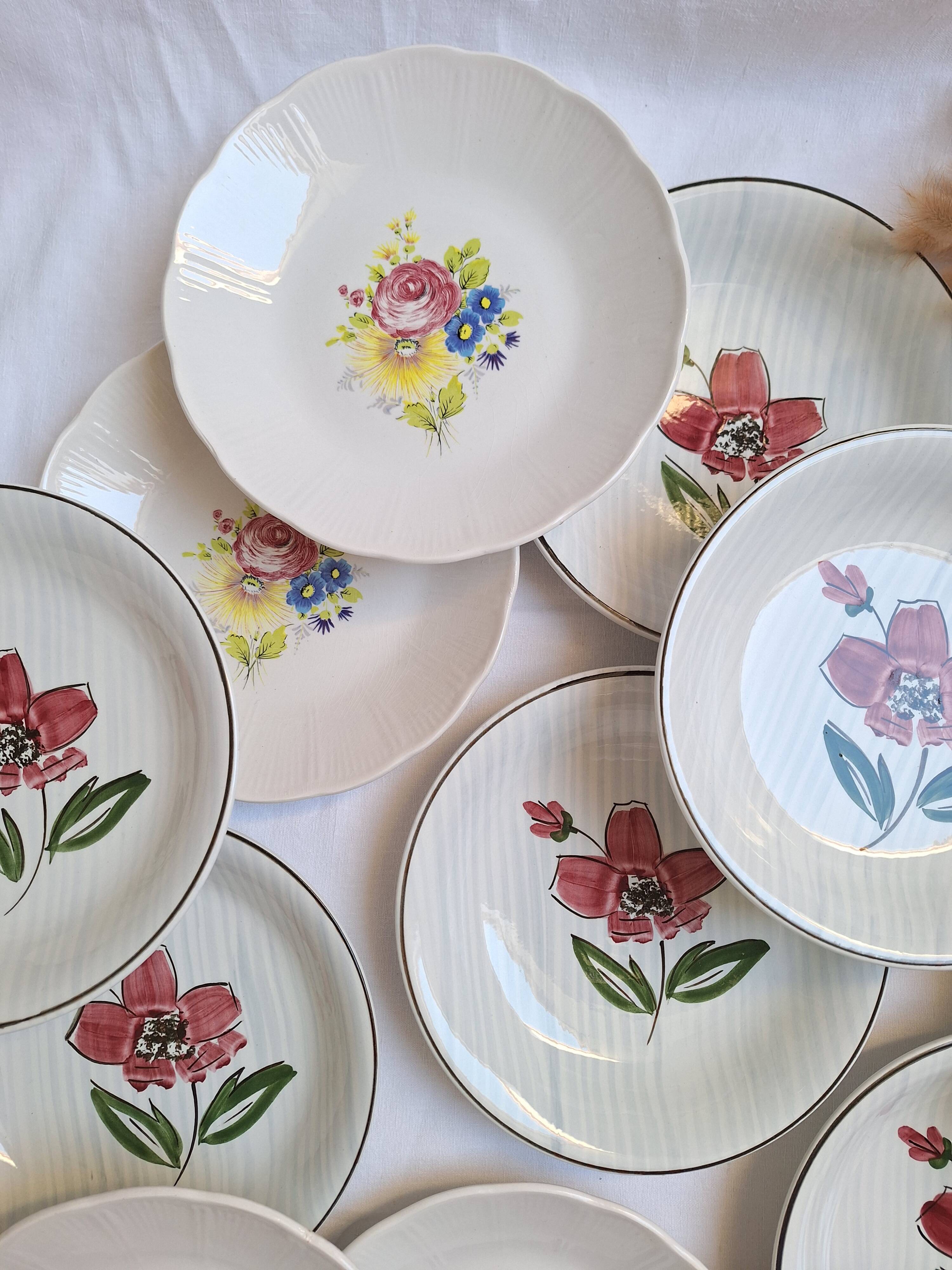 Deep plates / flower salad plates Sarreguemines