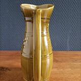 Sarreguemines green ceramic wine pitcher