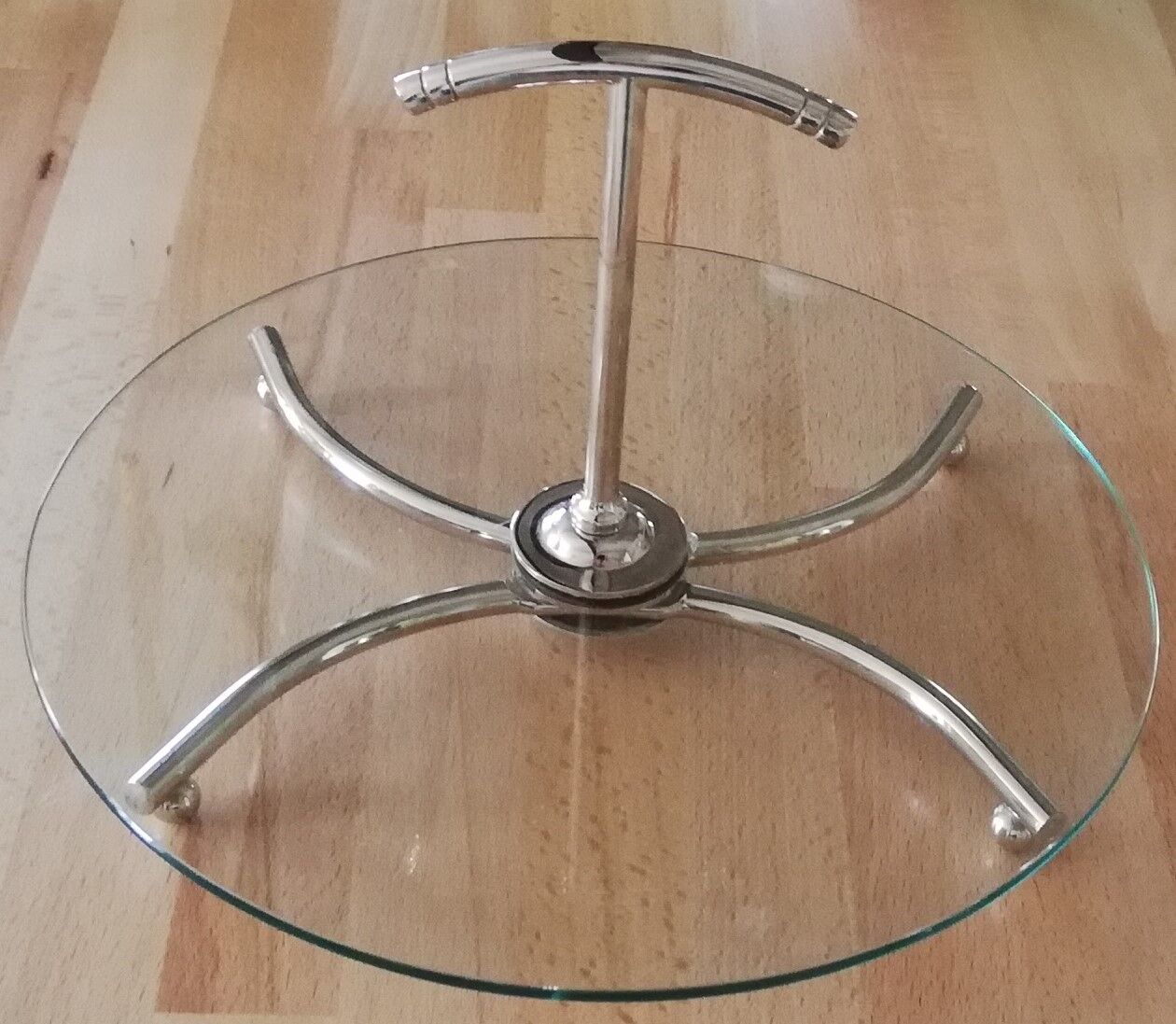 Contemporary glass and steel cheese platter