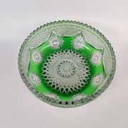 Saladier en cristal vert, première partie du XX ème siècle