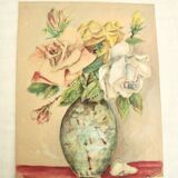 Tableau ancien bouquet de roses
