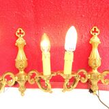 Pair of sconces in gilded bronze double candles