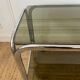 Rolling serving cart in chromed steel and smoked glass, 70s design