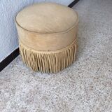 Vintage pouf in yellow velvet