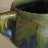 Small flamed stoneware pot