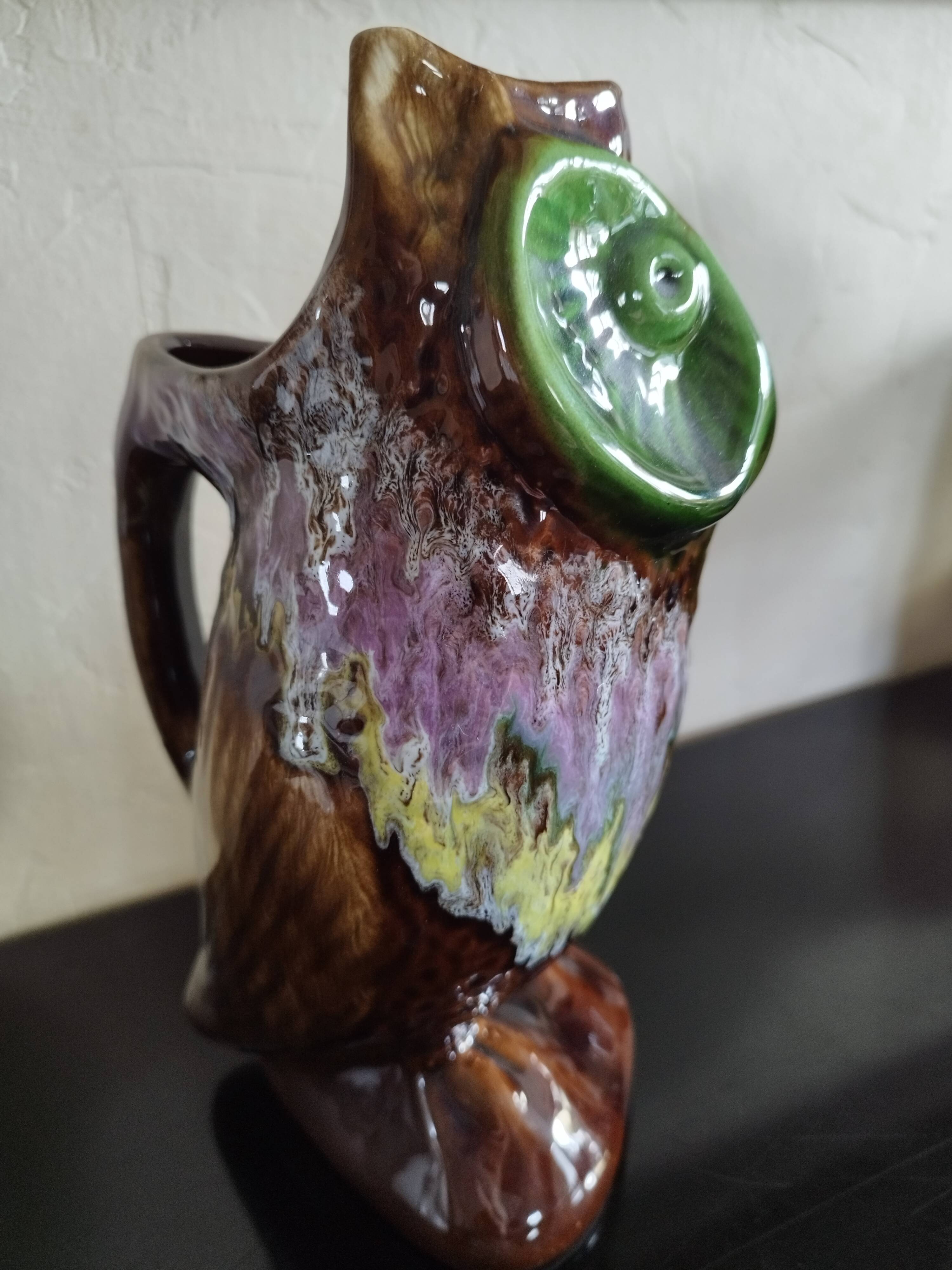 Ceramic owl pitcher from Vallauris