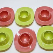 6 vintage plastic egg cups 1960s Schumm Plastic Style new in box