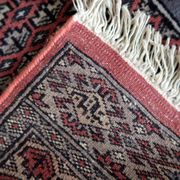 Handmade vintage Uzbek Bukhara rug 64cm x 94cm 1950s