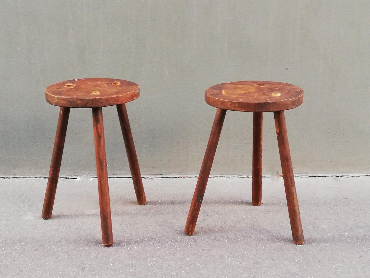 Pair of vintage tripod stools