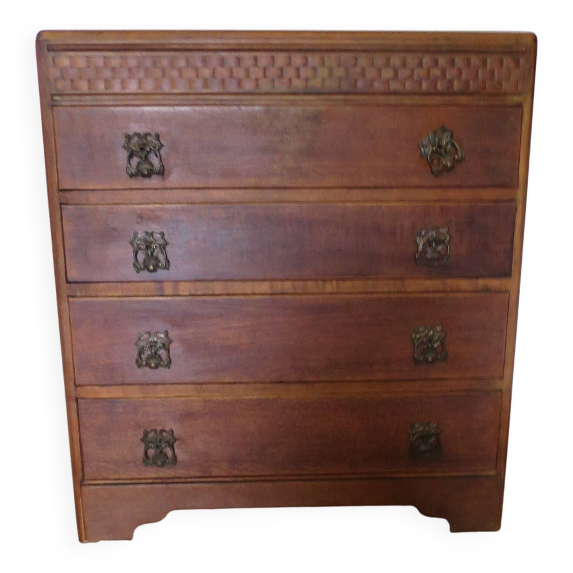 Art Deco chest of drawers with 4 drawers in oak, France 1930s-50s