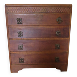 Art Deco chest of drawers with 4 drawers in oak, France 1930s-50s