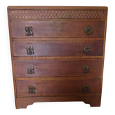 Commode 4 tiroirs Art Déco en chêne, France années 30-50