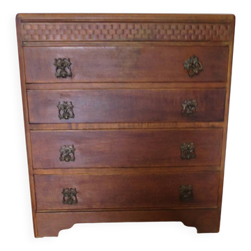 Art Deco chest of drawers with 4 drawers in oak, France 1930s-50s
