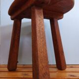 Tabouret tripode chêne massif - brutaliste