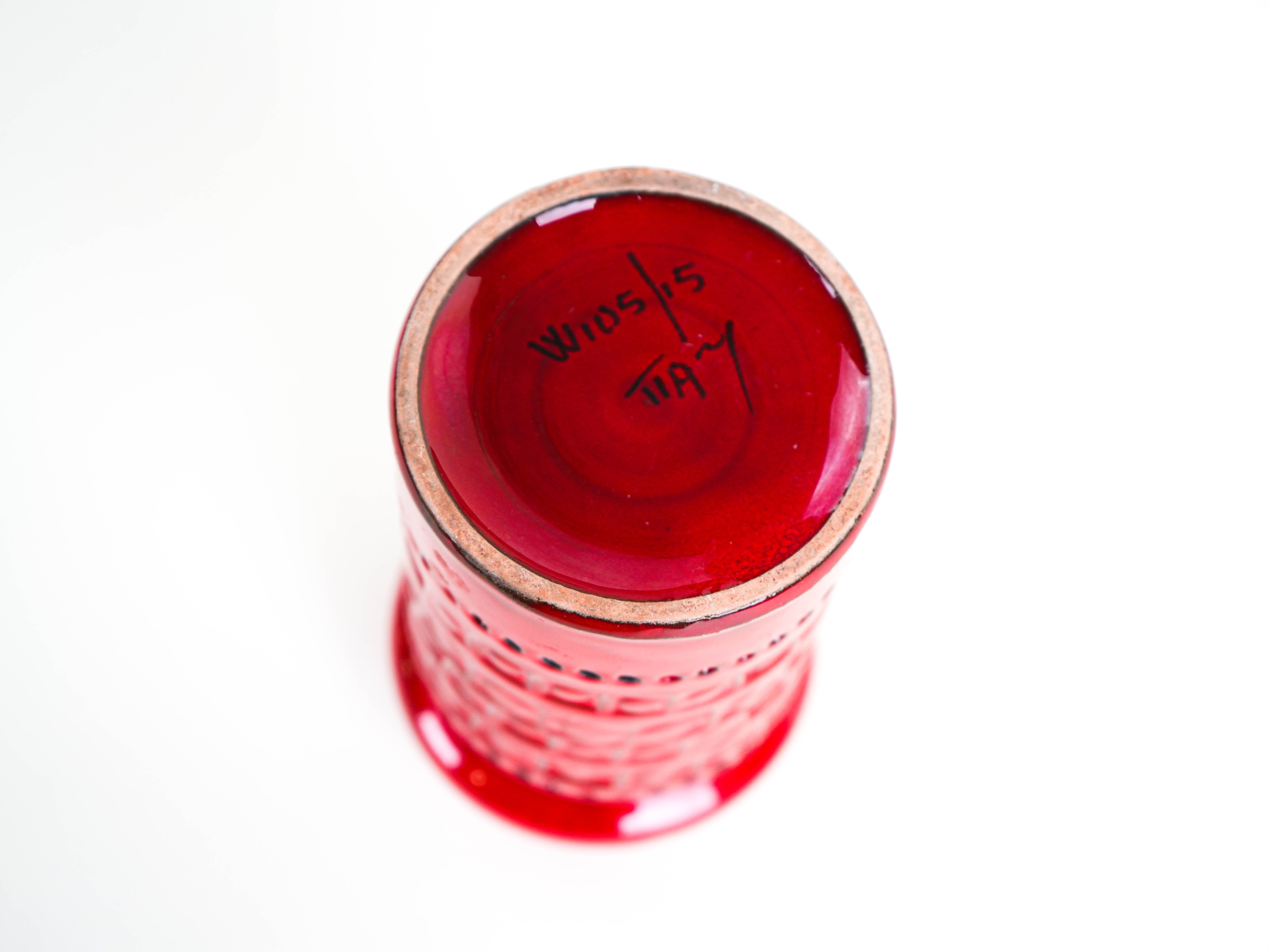 Red ceramic vase, German design, 1960s, made in West Germany
