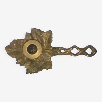 Bougeoir à main, rat de cave, en bronze ou laiton doré ancien