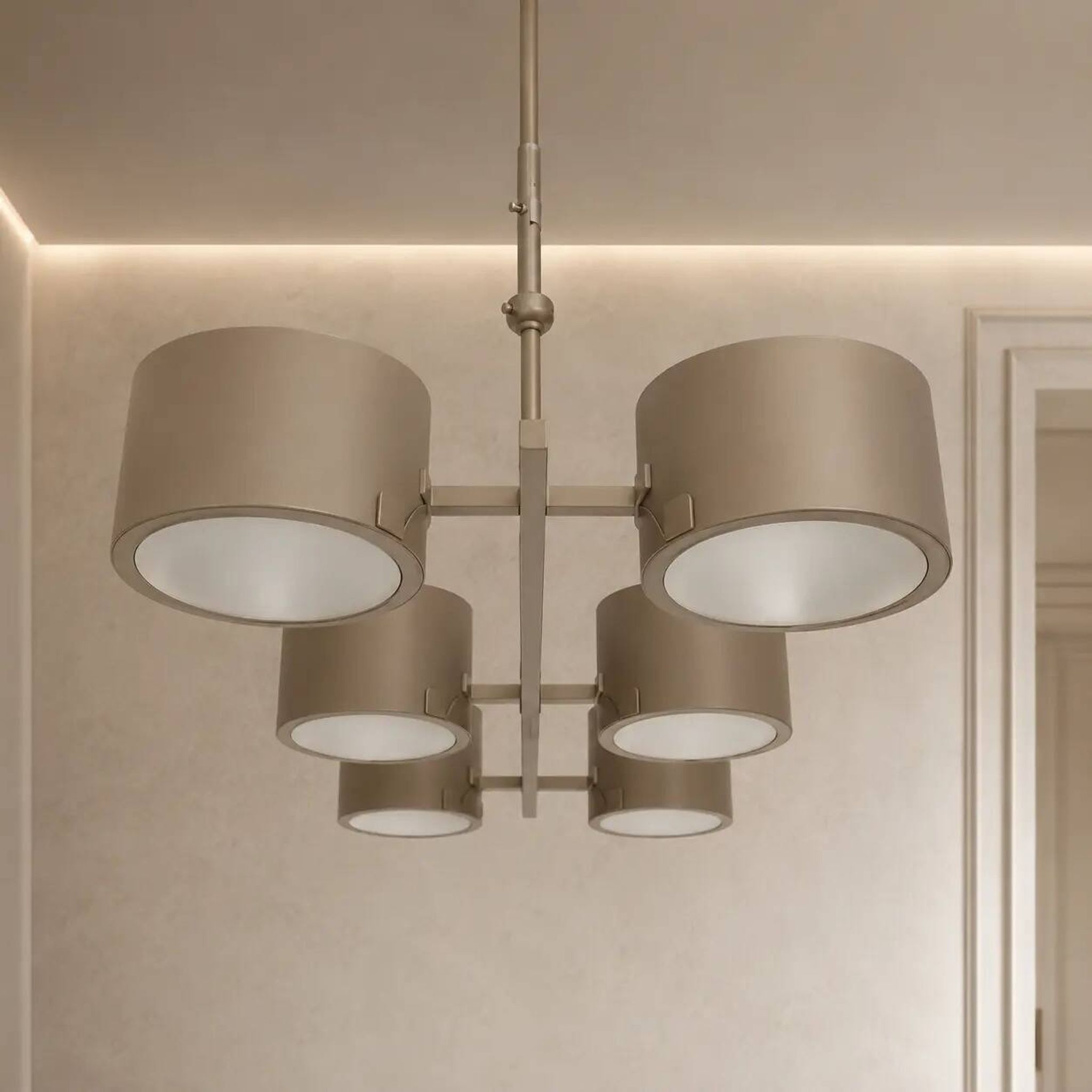 Grey metal Sputnik chandelier Stilnovo Lelli Style with 6 arms Italian