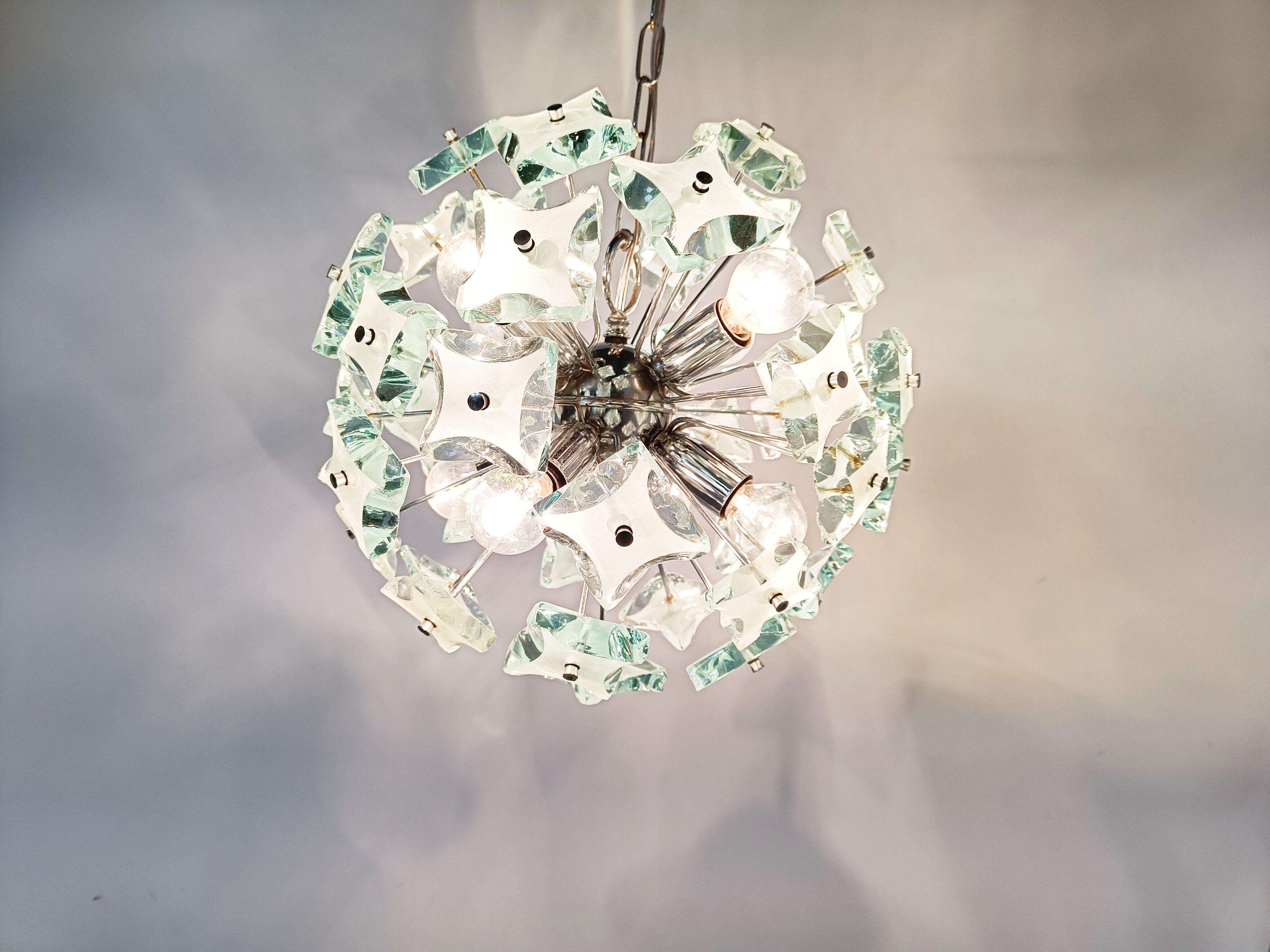 Mid century glass sputnik chandelier, 1970s