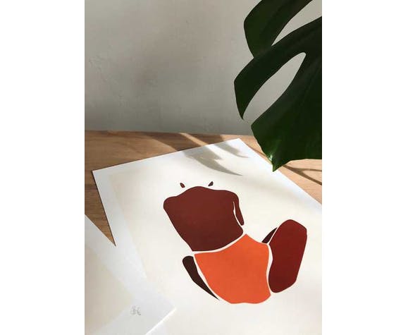 Illustration - baigneuse orange A3